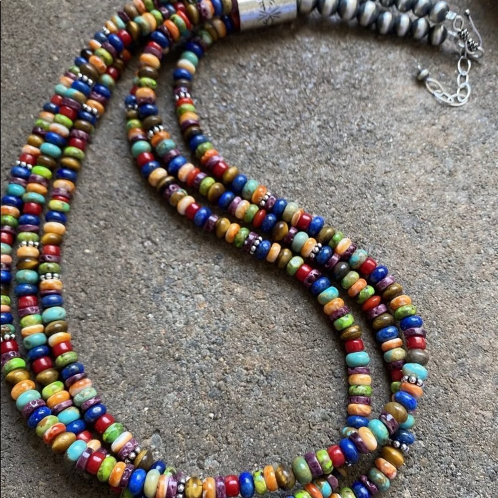 Sterlingsilver Multistrand Multistone Beadnecklace - image 3